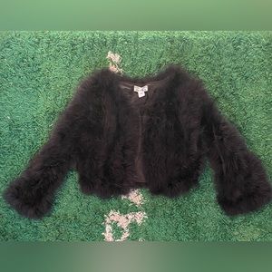 Black fur cropped coat